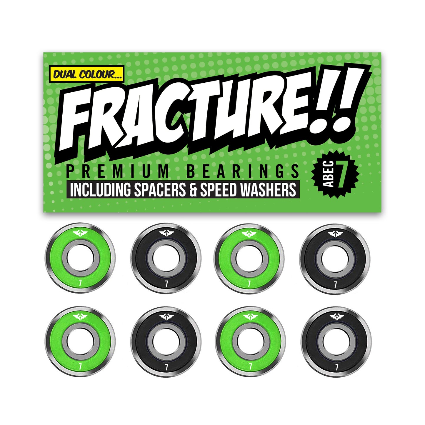 Fracture Bearings Premium ABEC 7 Green/Black